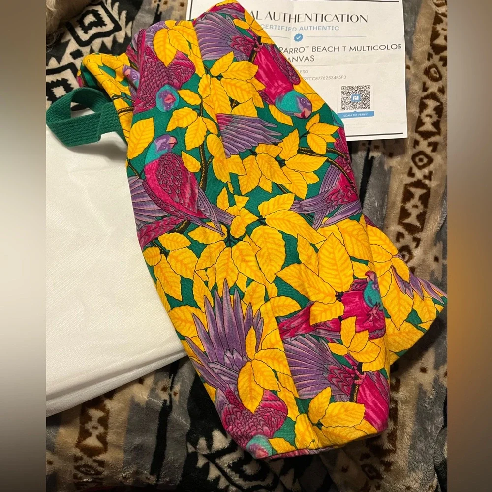 HERMES VINTAGE EUC COA* Les Perroquet Tote - Picture 6 of 14